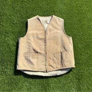 Vintage Carhartt Insulated Fleece Vest Mens Size XLT Tan / Beige